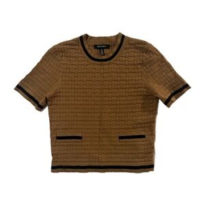 Company Ellen Tracy size Small short sleeve fine knit striped sweater brown